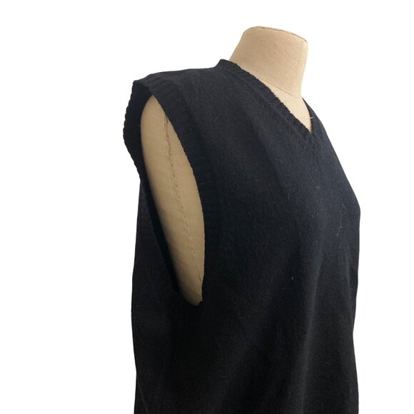 Vintage Club Room By Charter Club Woolmark Lambswool Black Sleeveless Sweater - Picture 3 of 10